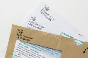 a brown evelope containing HMRC tax letters
